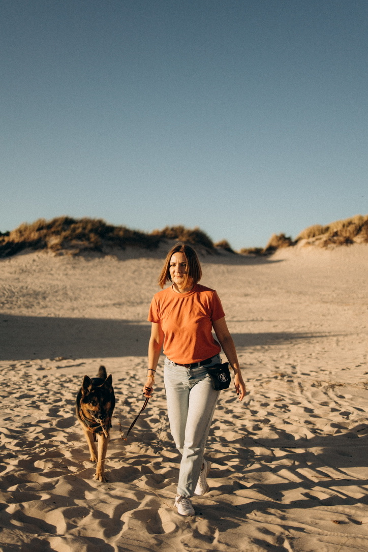 Lena walking with Snuf