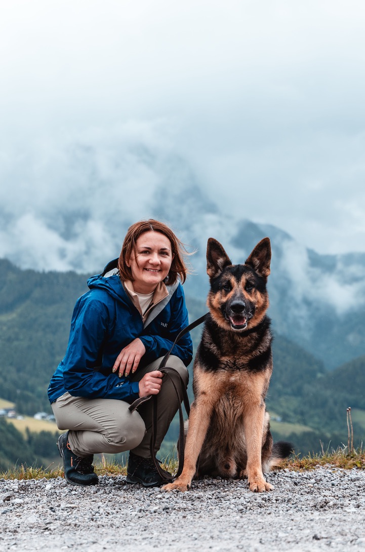 Lena with Snuf in the mountains